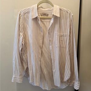 LOFT Striped Button Up Top